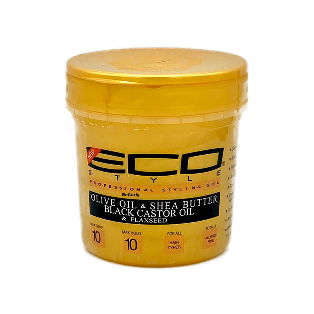 Eco Style Gold Olive Oil & Shea Butter & Black Castor Oil & Flaxseed Gel - 473ml | CG Friendly | BeCurly.nl