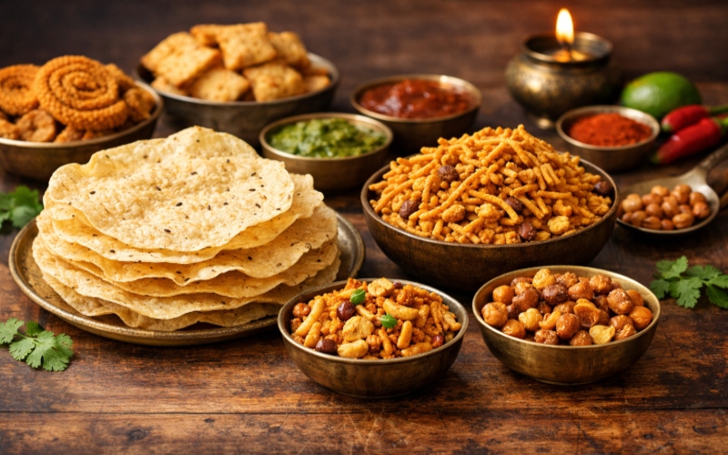 Indiase Snacks Papadums Bhujia Namkeen Nederland