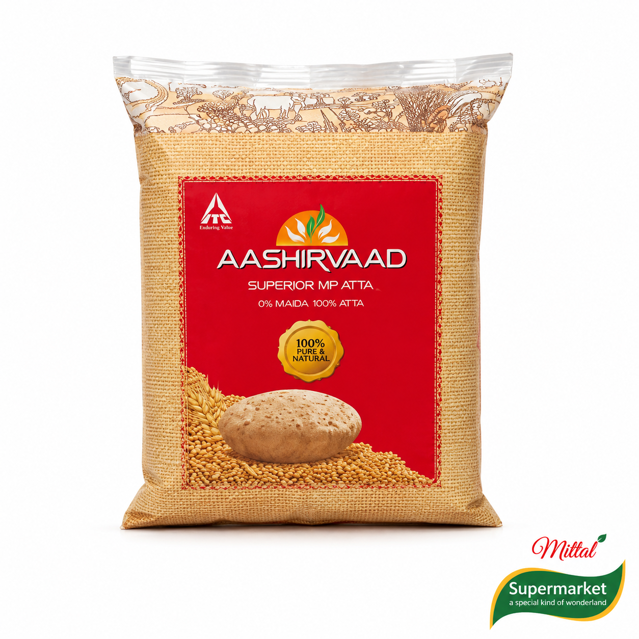 Aashirvaad Whole Wheat Atta 10kg, Volkoren Tarwemeel Roti