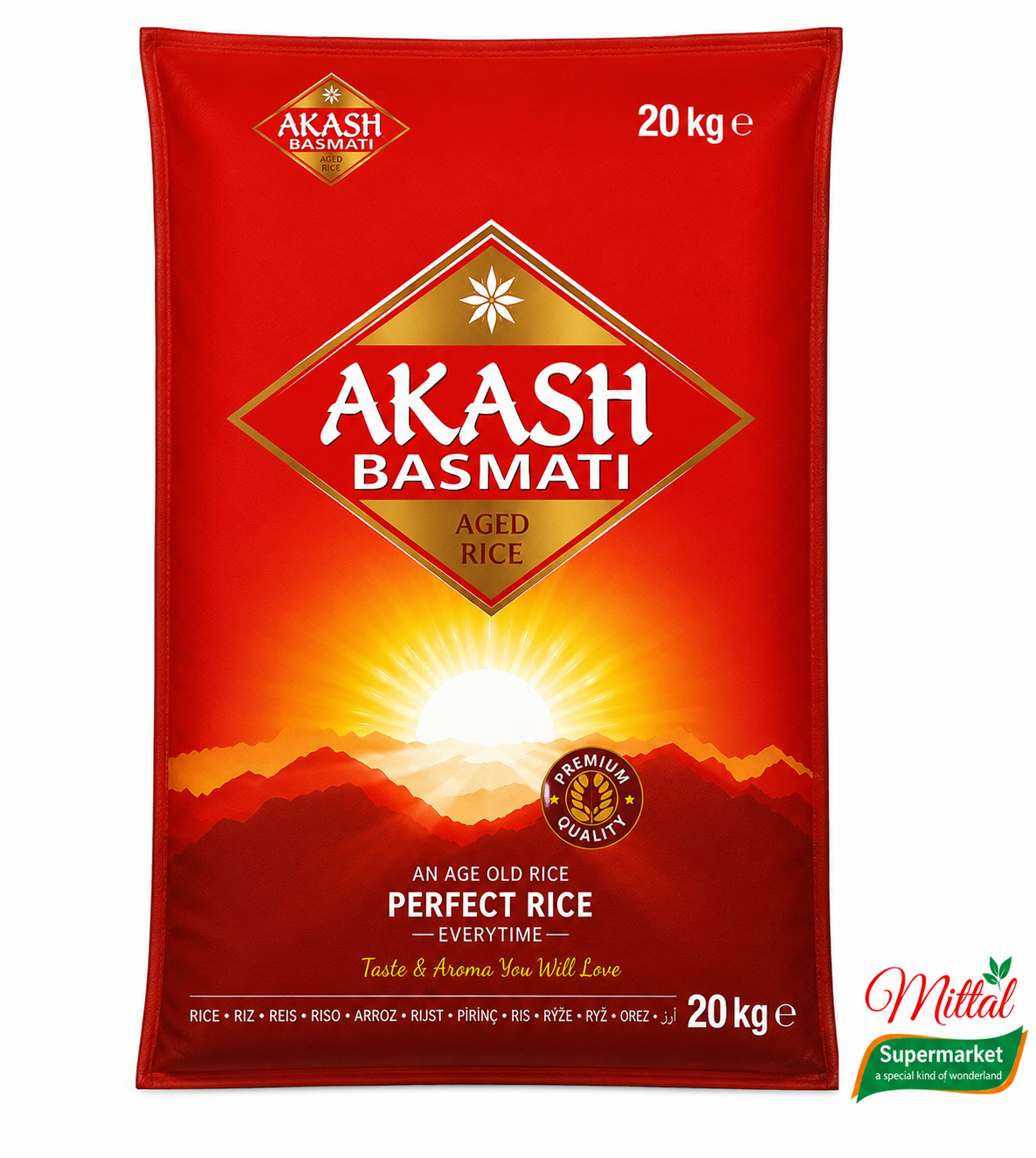 Akash Basmati Rijst 20kg, Extra Lange Korrel Indiase Rijst