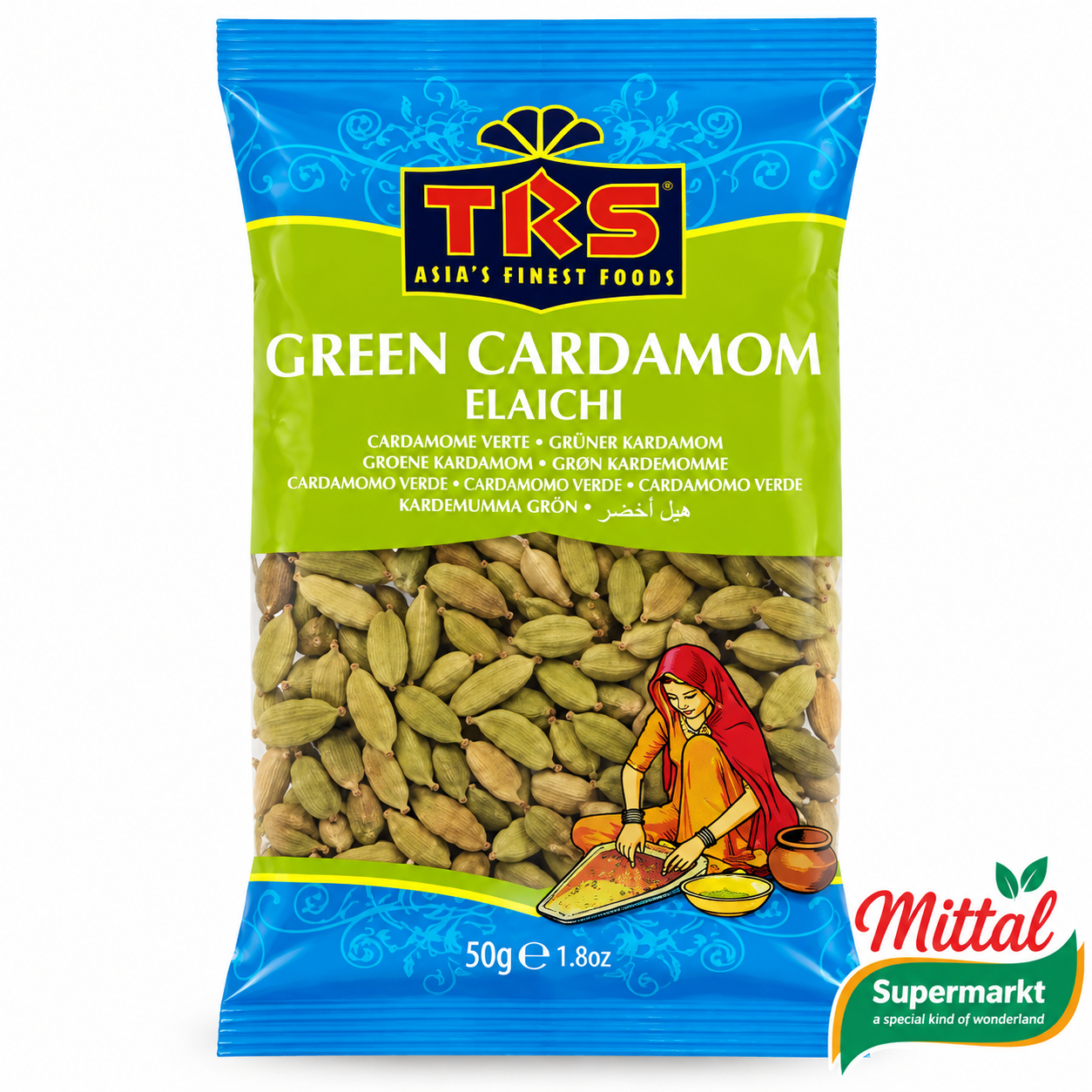 TRS Green Cardamom 50g, Groene Kardemompeulen (Elaichi)
