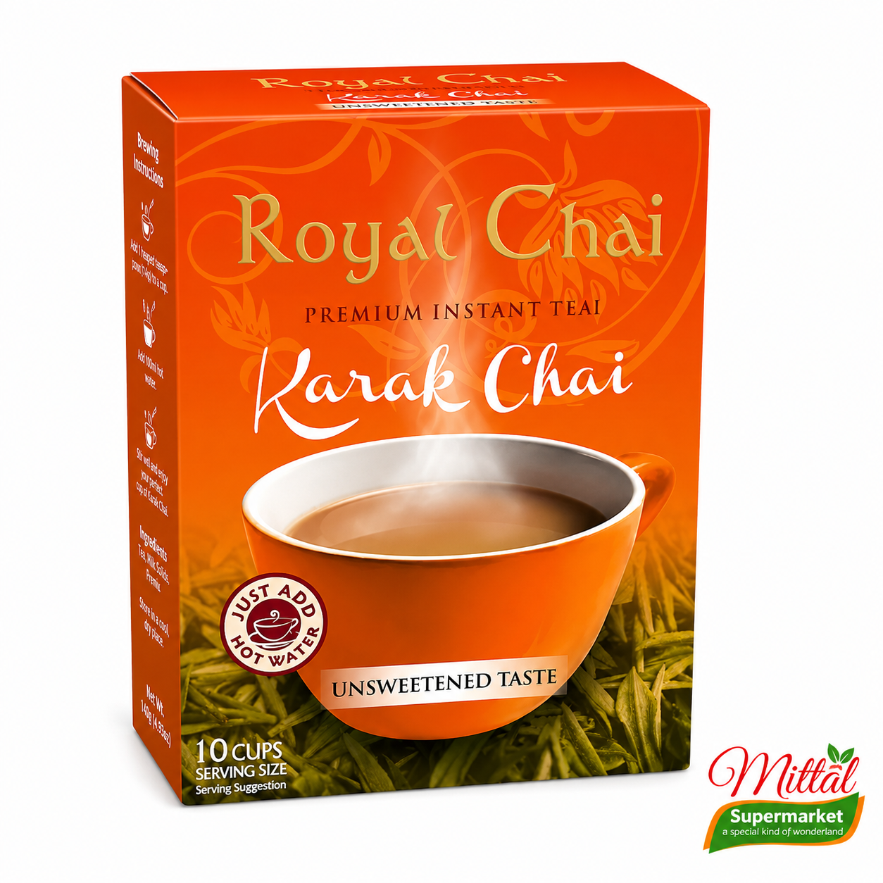 Royal Chai Karak Unsweetened, Instant Karak Thee 10 Sachets