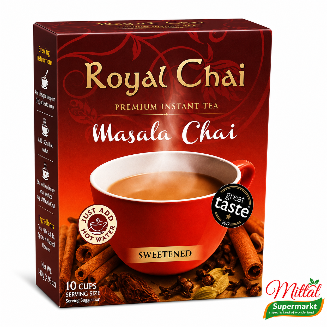 Royal Chai Masala Sweetened, Instant Masala Chai 10 Sachets