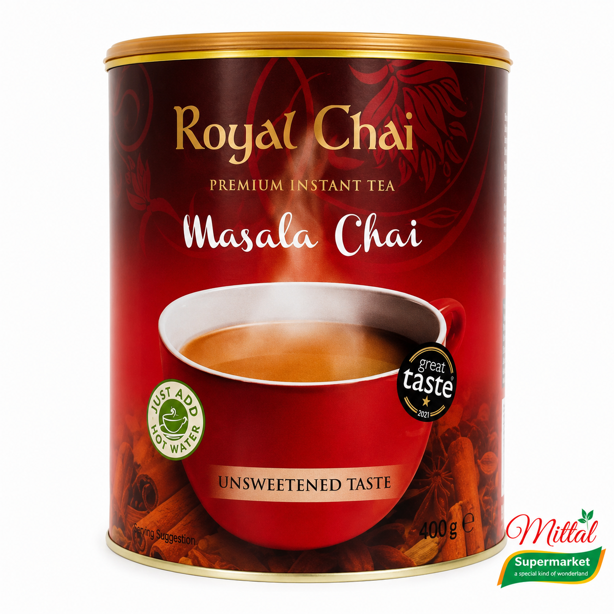 Royal Chai Masala Unsweetened Tub 400g, Masala Chai Voorraadpot