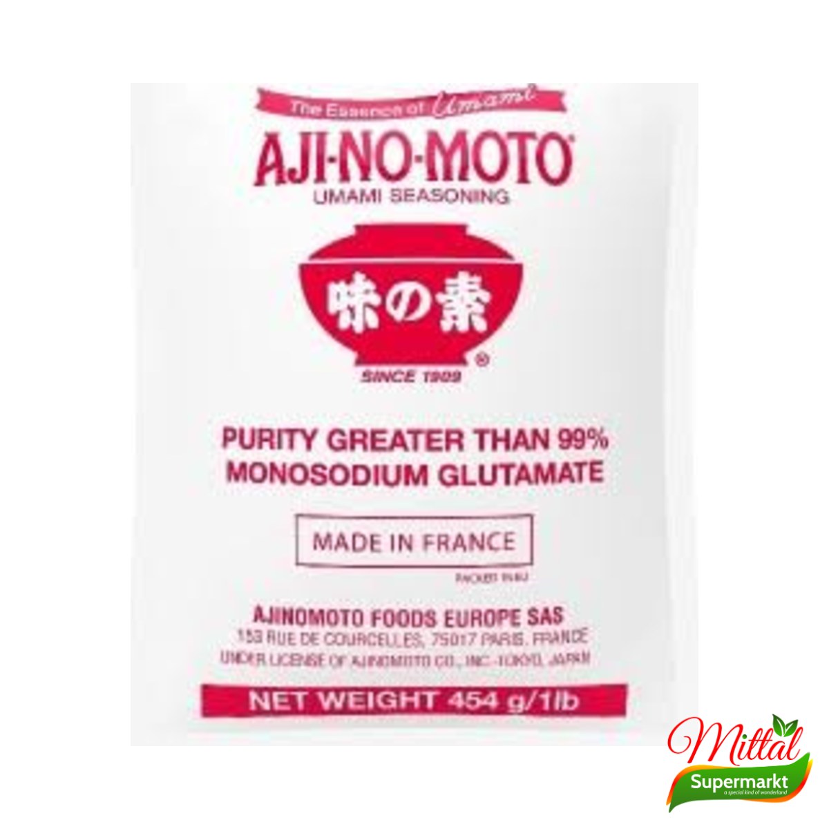 Aji-No-Moto 454g, Smaakversterker Mononatriumglutamaat (MSG)