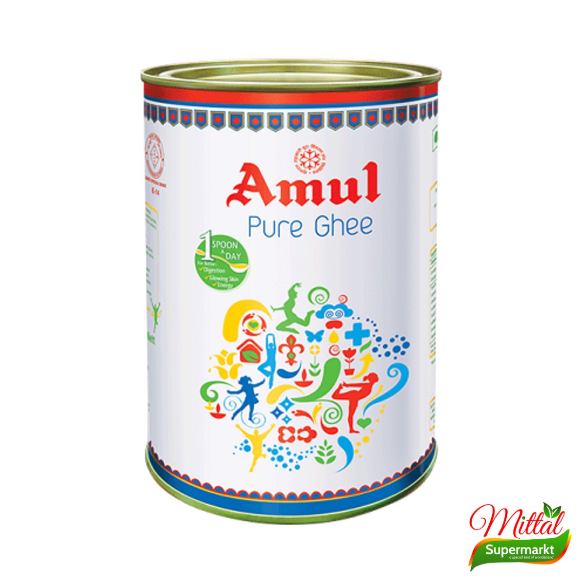 Amul Pure Ghee 1kg, Geklaarde Boter Grootverpakking (Desi Ghee)