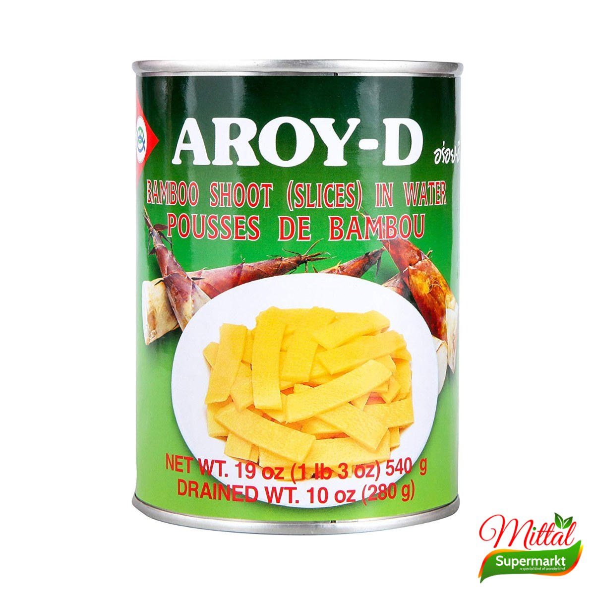 Aroy-D Bamboescheuten Reepjes 540g, Bamboe in Pekel (Bamboo Shoot Slices) 2 aroy-d bamboescheuten reepjes 540g – Aroy-D Bamboescheuten Reepjes 540g