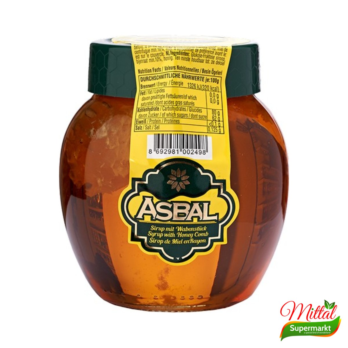 Asbel Honing 480g, Zuivere Honing in Pot (Pure Honey)