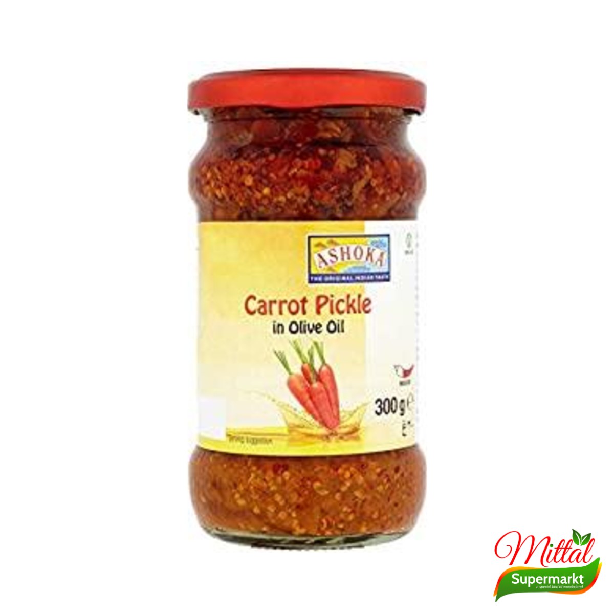 Ashoka Carrot Pickle in Olijfolie, Ingelegde Wortel Achar (Gajar Ka Achar)