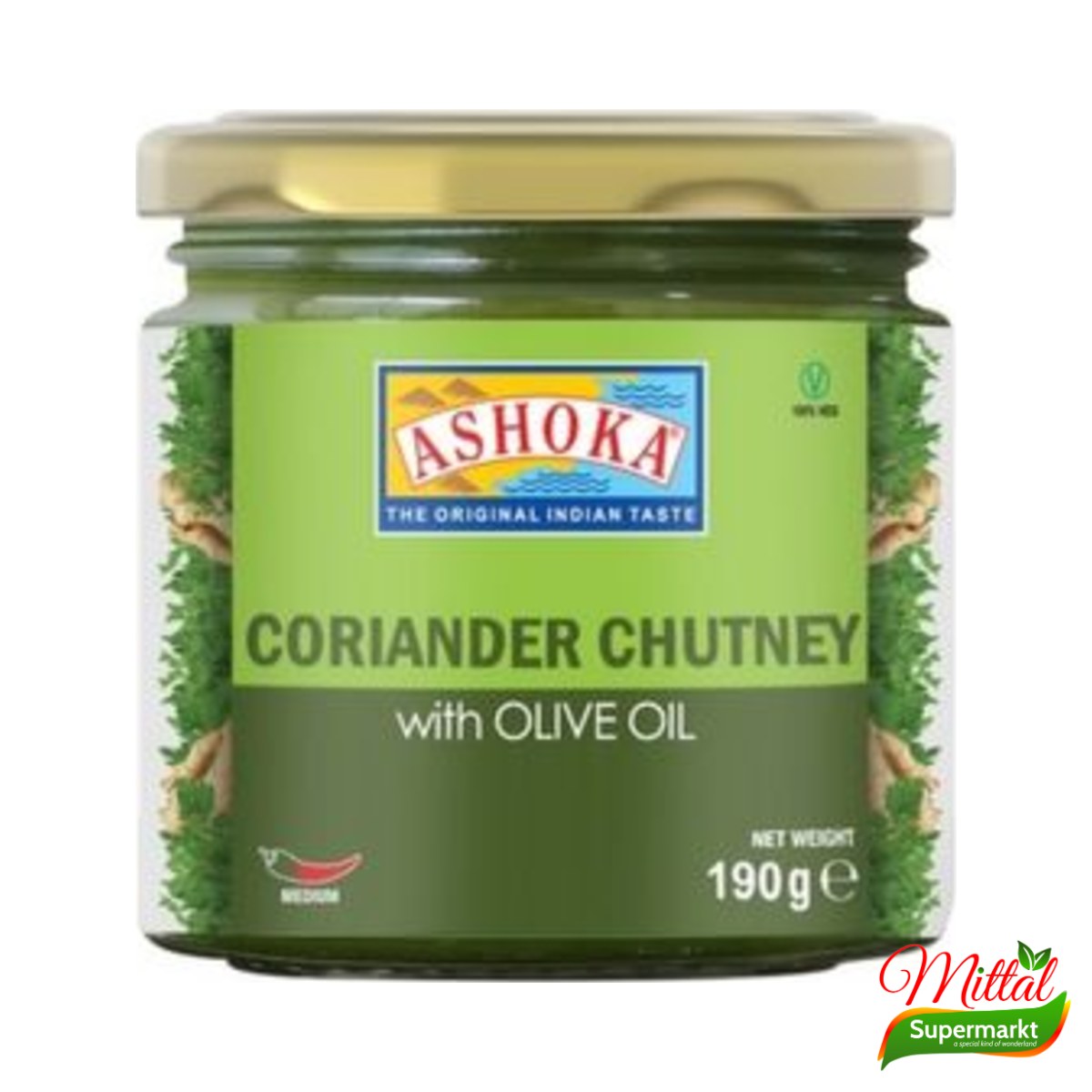 Ashoka Coriander Chutney 190g, Frisse Korianderchutney (Dhania Chutney)