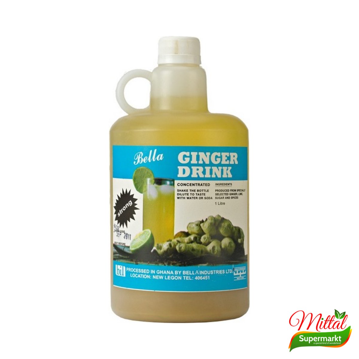 Bella Ginger Drink 1L, Geconcentreerde Gembersiroop (Ginger Syrup)