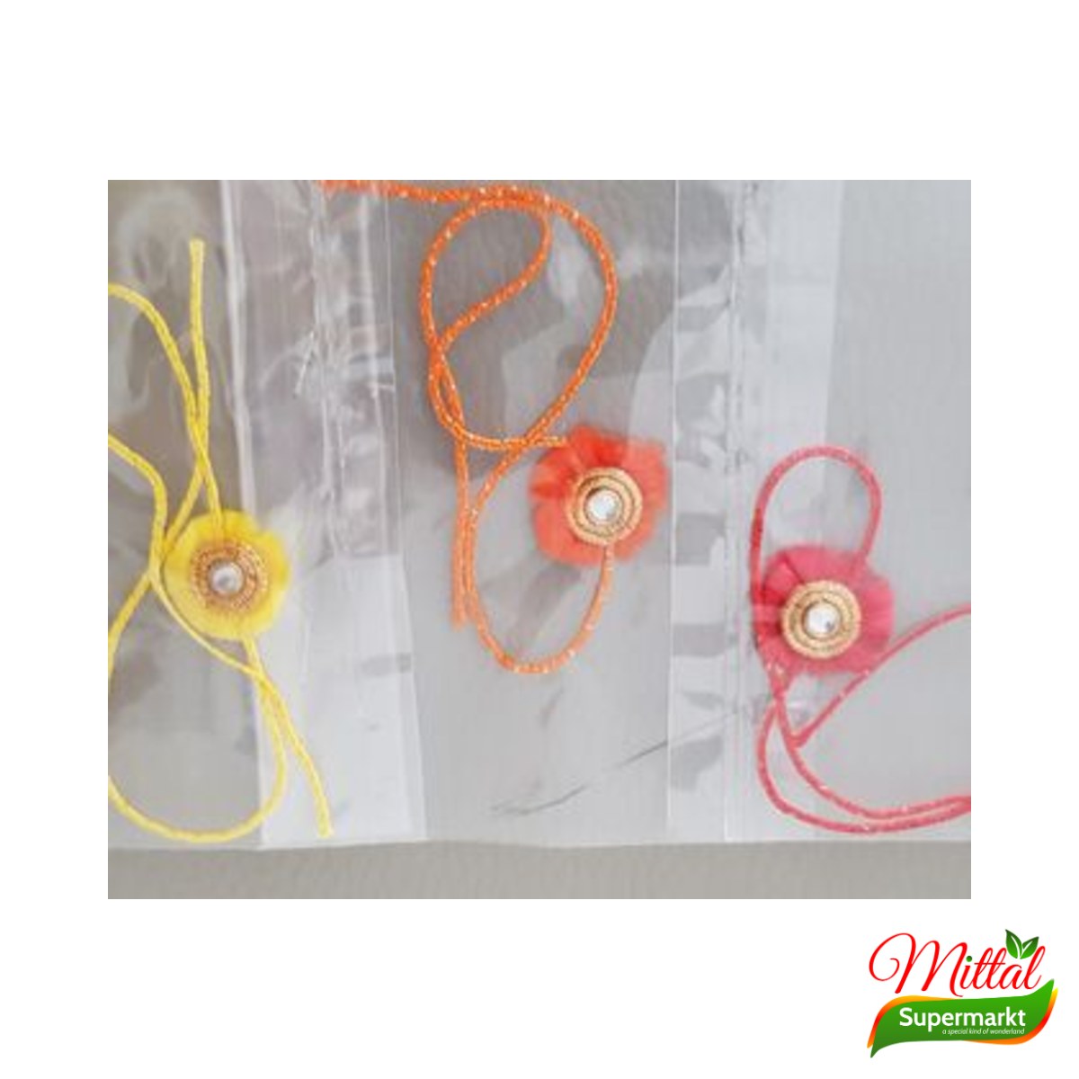 Bhagwan Rakhi Rood en Geel, Traditionele Raksha Bandhan Armband (Rakhi)