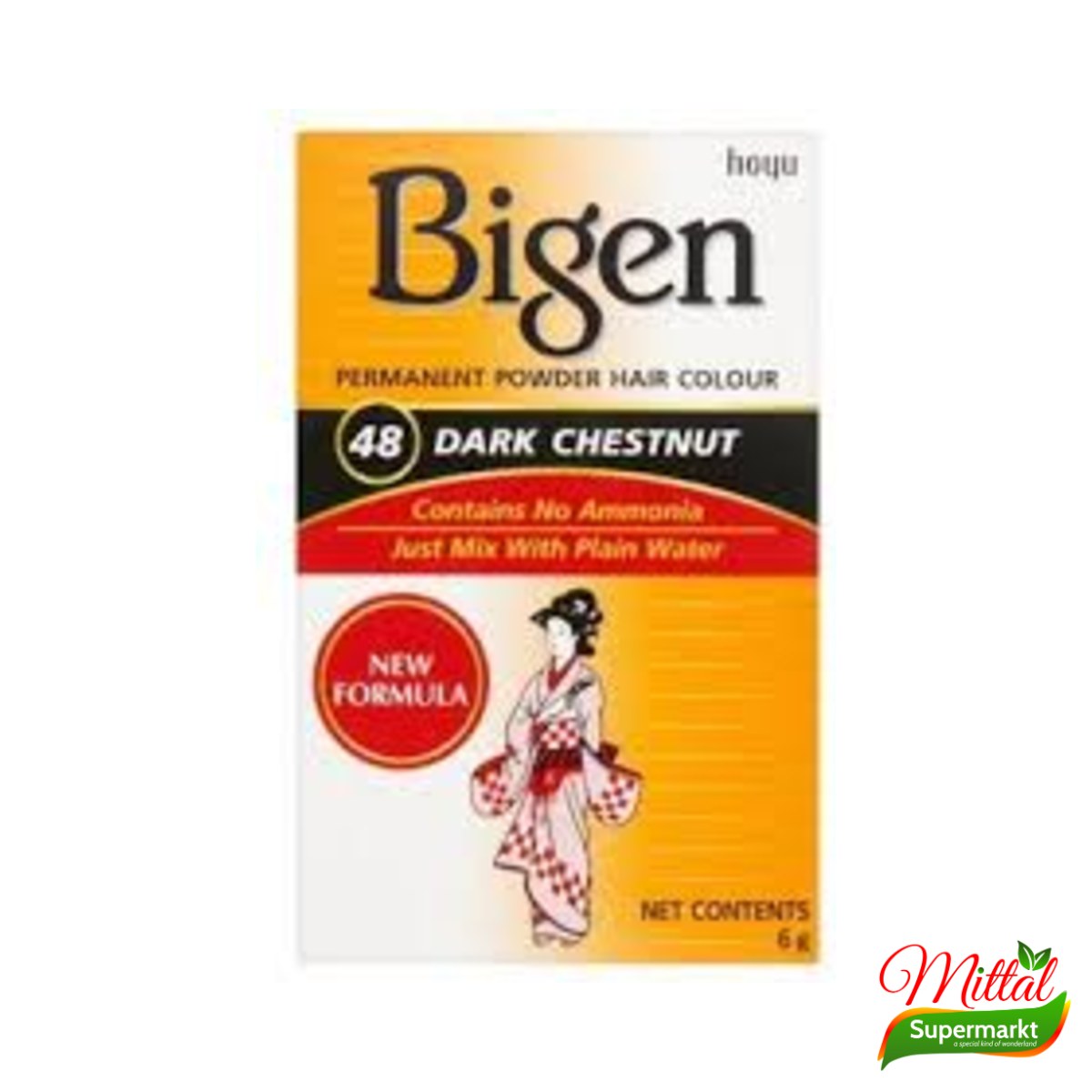 Bigen 48 Dark Chestnut, Poederhaarverf Donker Kastanjebruin (Powder Hair Colour)