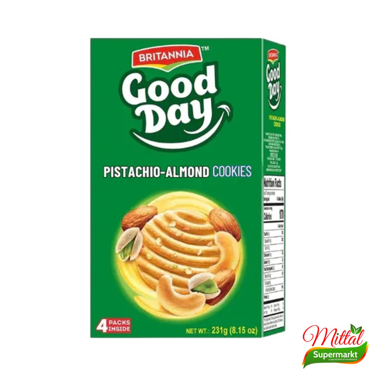 Britannia Good Day Pista Almond 231g, Koekjes met Pistache en Amandel (Pista Badam Biscuits)