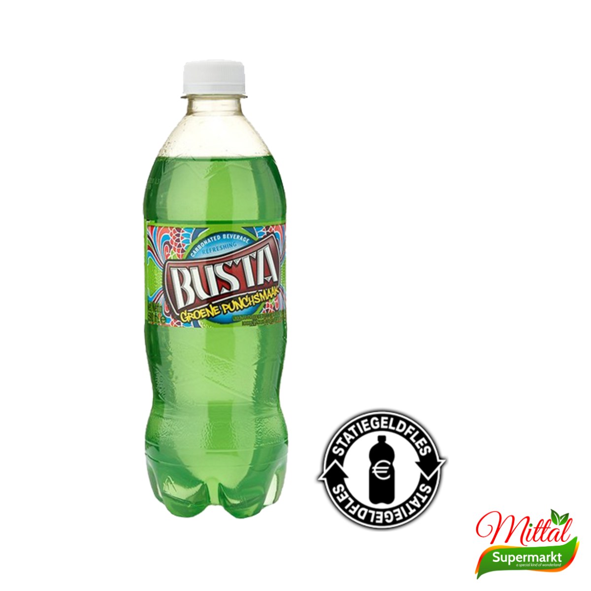 Busta Green Punch 590ml, Caribische Frisdrank (Green Punch Soda)