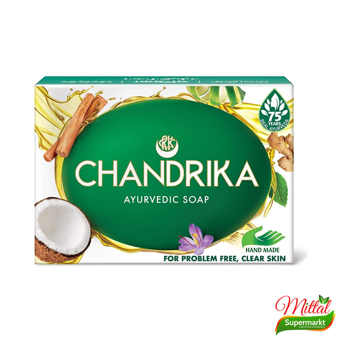 Chandrika Ayurvedic Soap 75g, Ayurvedische Zeep met Kruiden (Herbal Soap)