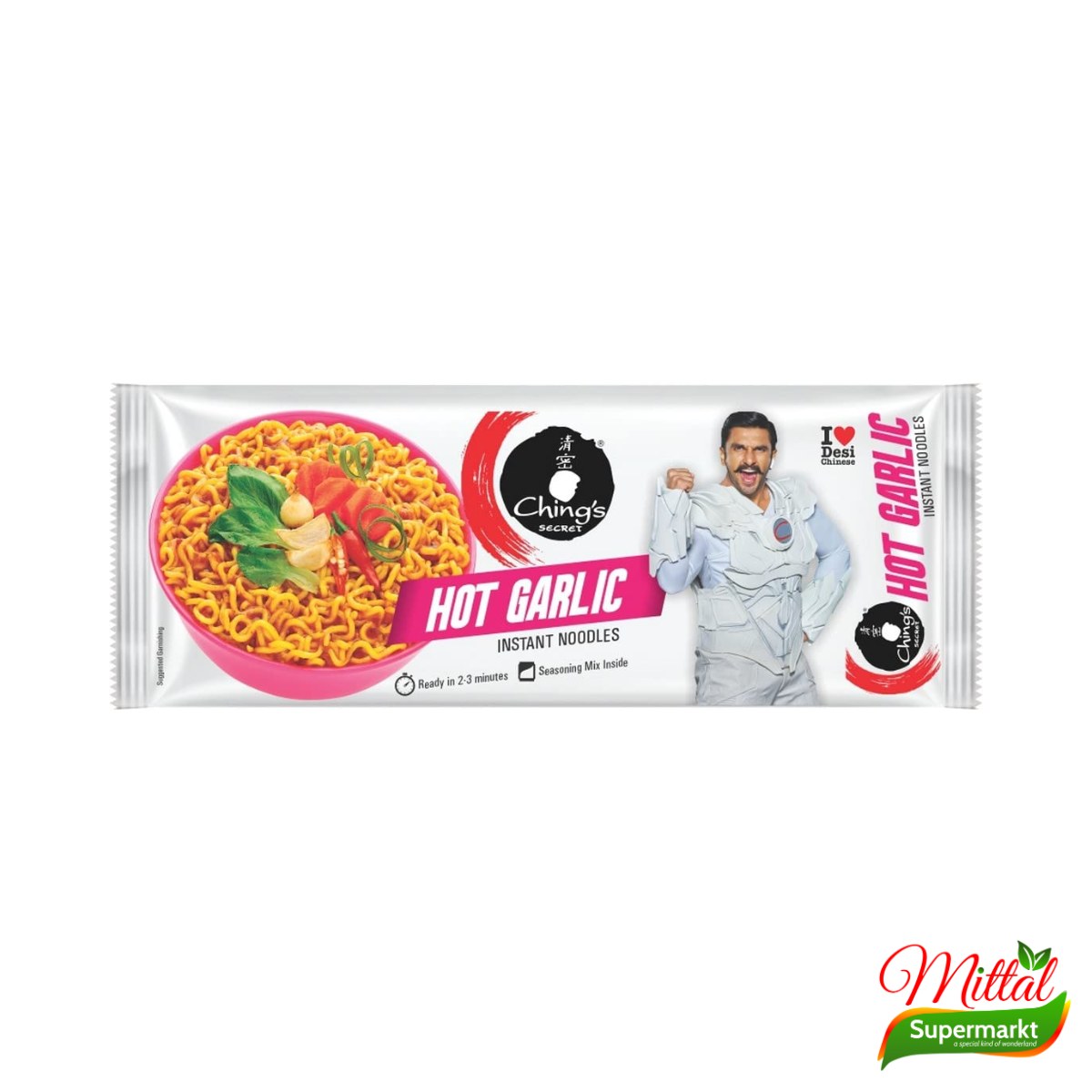 Chings Hot Garlic Noodles 4-Pack, Pittige Knoflooknoedels Voordeelpak (Instant Noodles) - 1+1 Actie