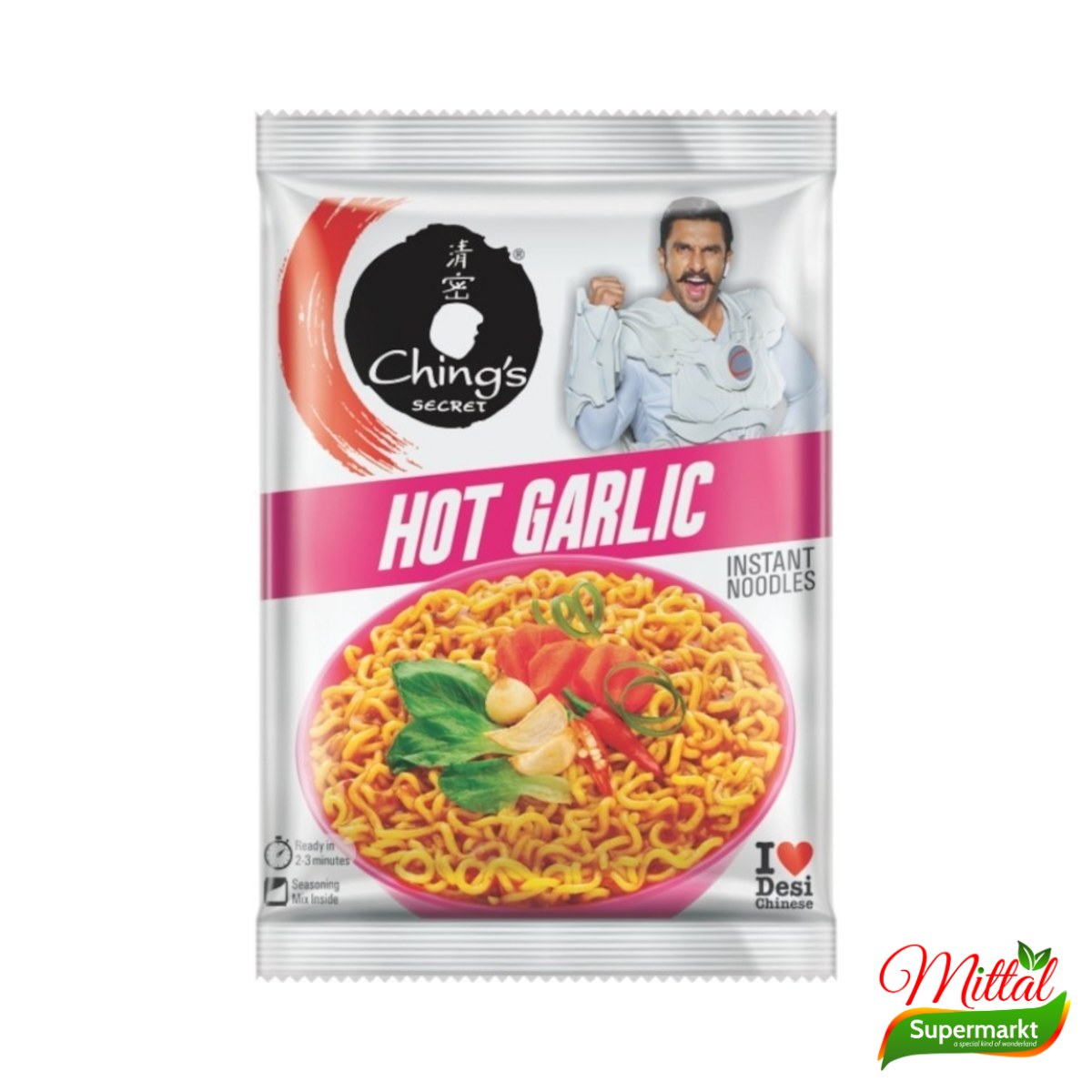 Chings Hot Garlic Noodles 60g, Pittige Knoflooknoedels (Instant Noodles) - 1+1 Actie