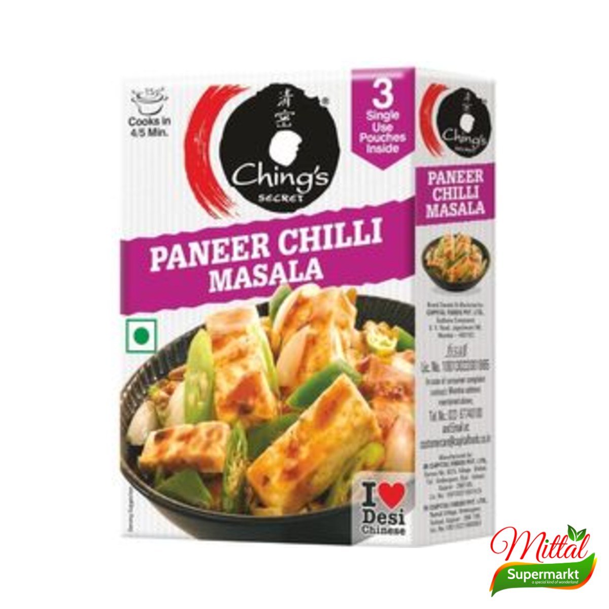 Chings Paneer Chilli Masala, Kruidenmix voor Chilli Paneer (Paneer Chilli Masala) - 1+3 Actie