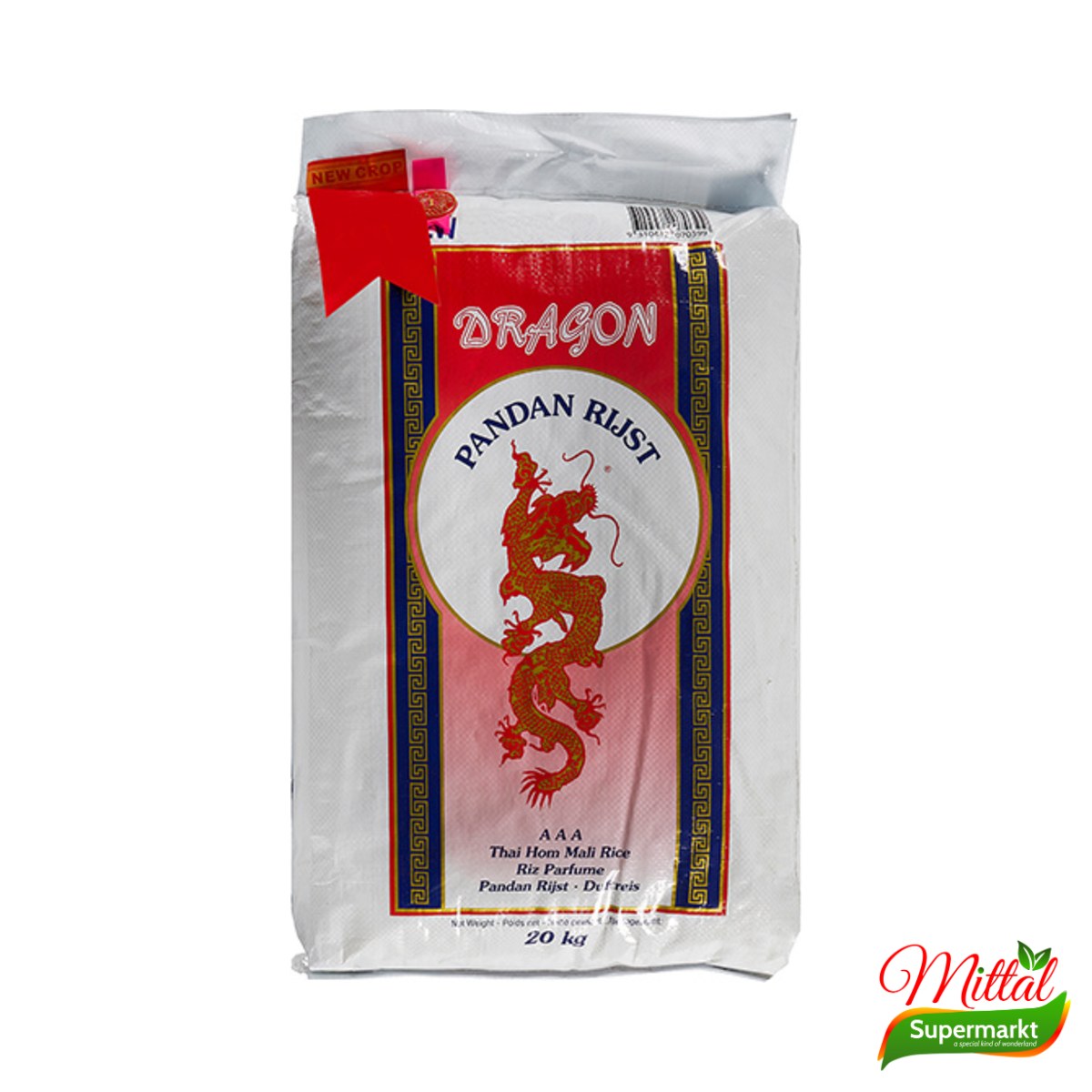 Dragon Pandan Rijst 20kg, Thaise Jasmijnrijst Grootverpakking (Jasmine Rice)