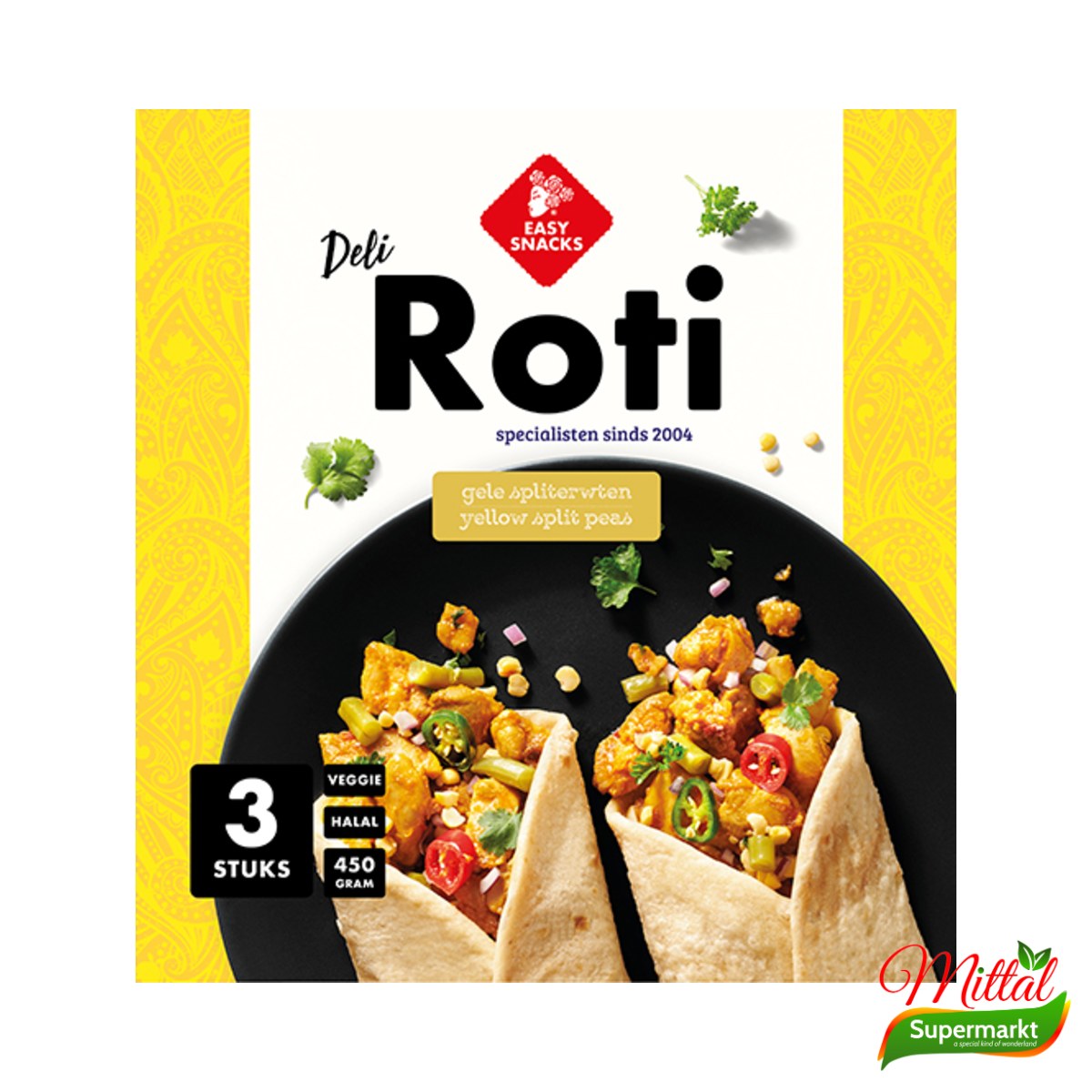 Easy Snacks Gele Erwten Roti, Dhalpuri Roti (Split Pea Roti)
