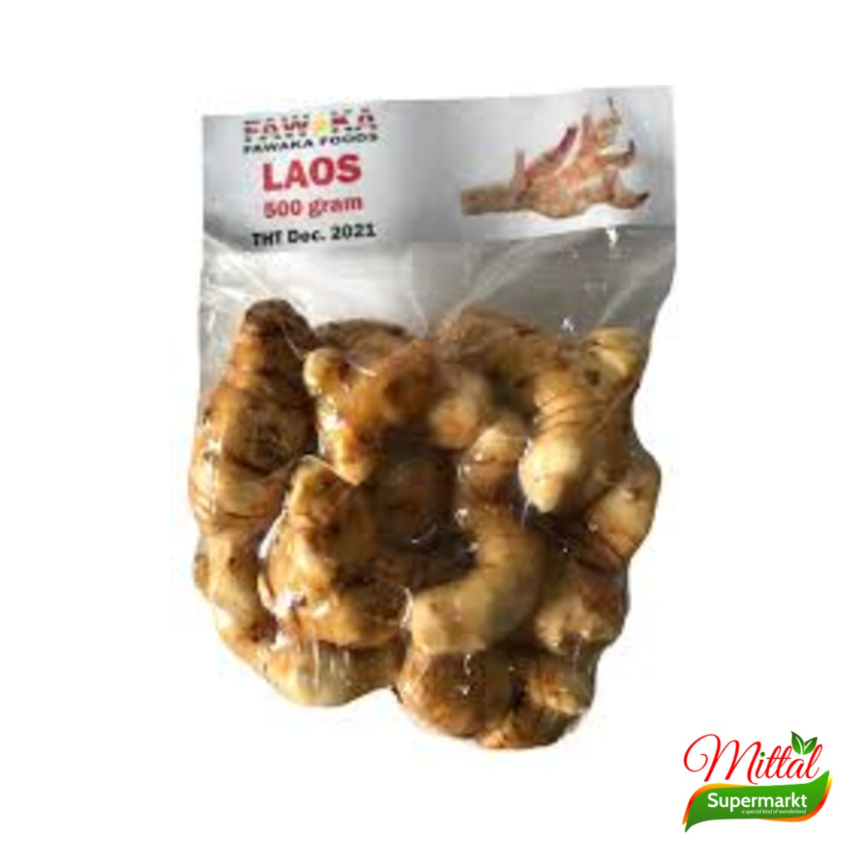 Fawaka Laos 500g, Gemalen Galangawortel Diepvries (Ground Galangal)