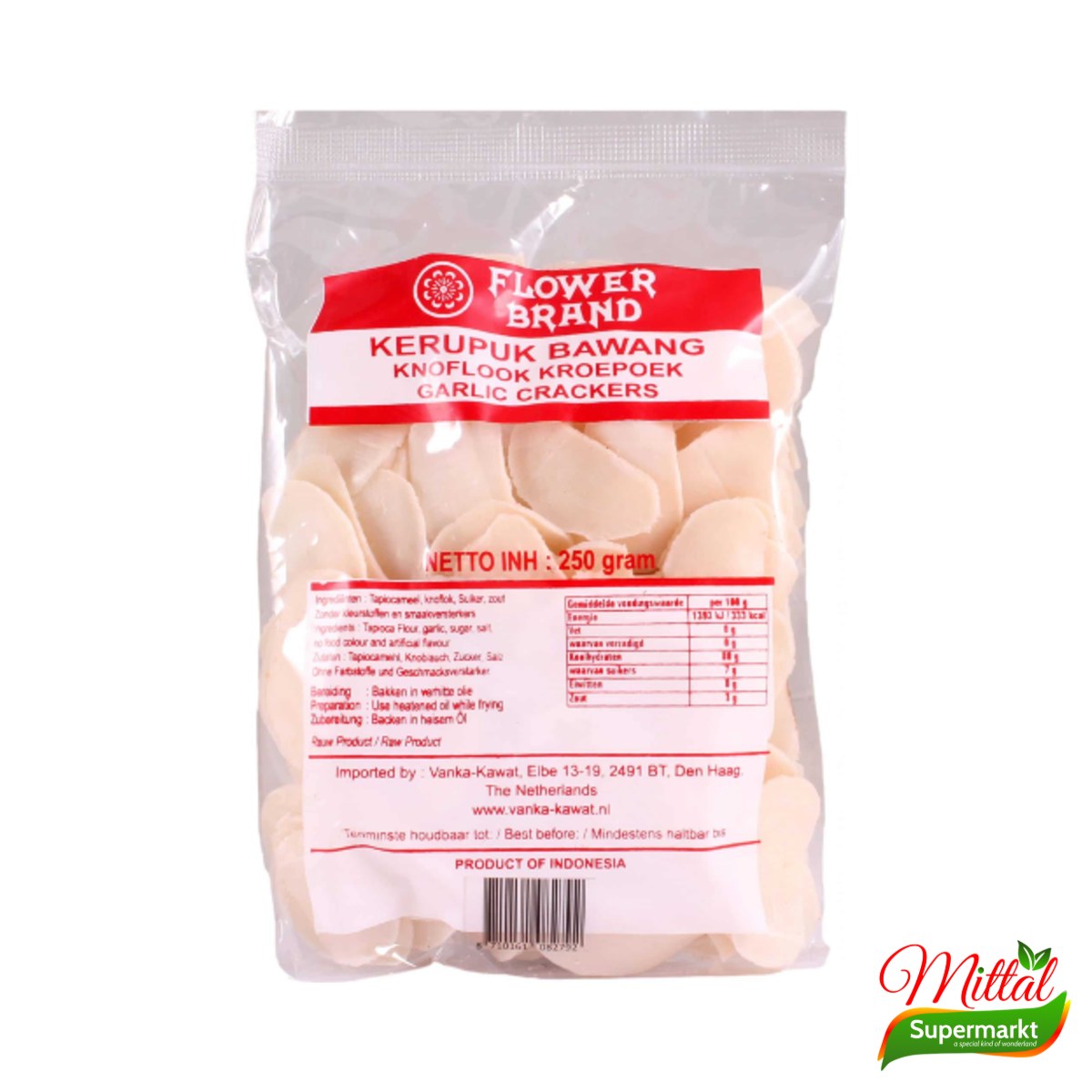 Flower Brand Kerupuk Bawang 250g, Indonesische Uienkroepoek (Onion Crackers)