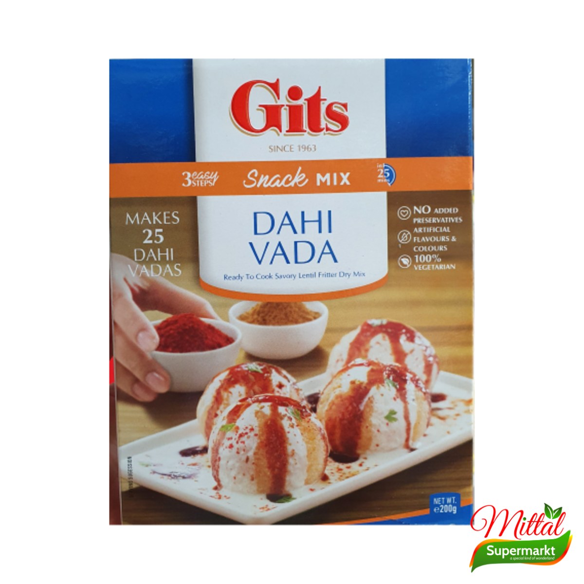 Gits Dahi Vada Mix 200g, Mix voor Linzenballetjes in Yoghurt (Dahi Vada Mix)