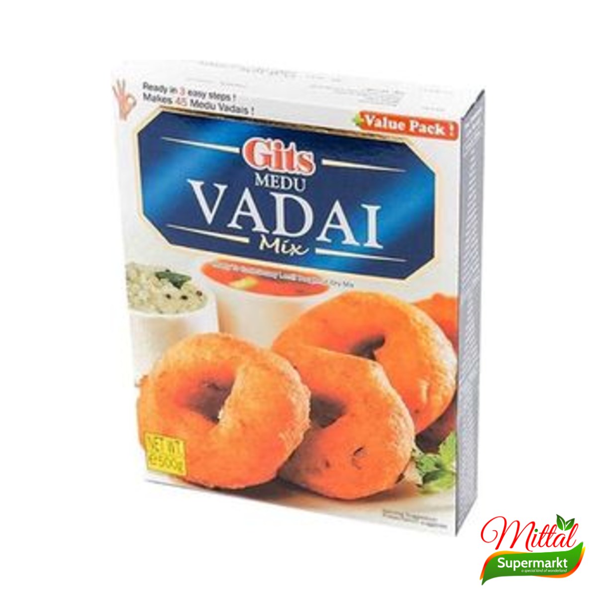 Gits Vada Mix 500g, Mix voor Hartige Linzenkoekjes (Medu Vada) 2 gits vada mix 500g – Gits Vada Mix 500g