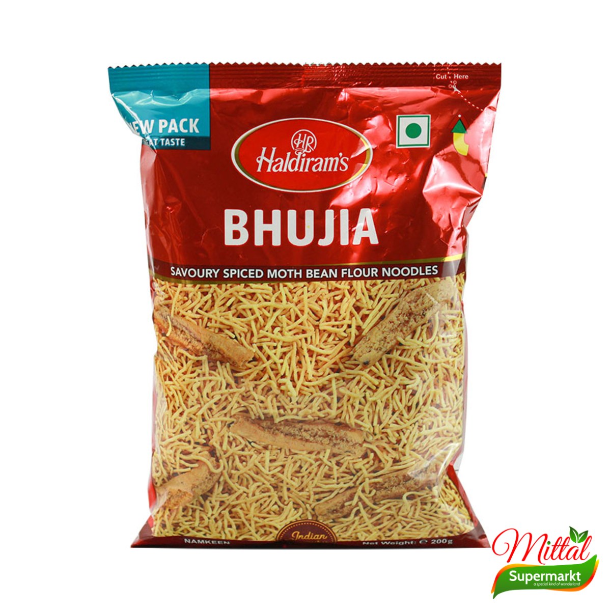 Haldiram Bhujia 200g, Pittige Kikkererwtensnack (Besan Bhujia)