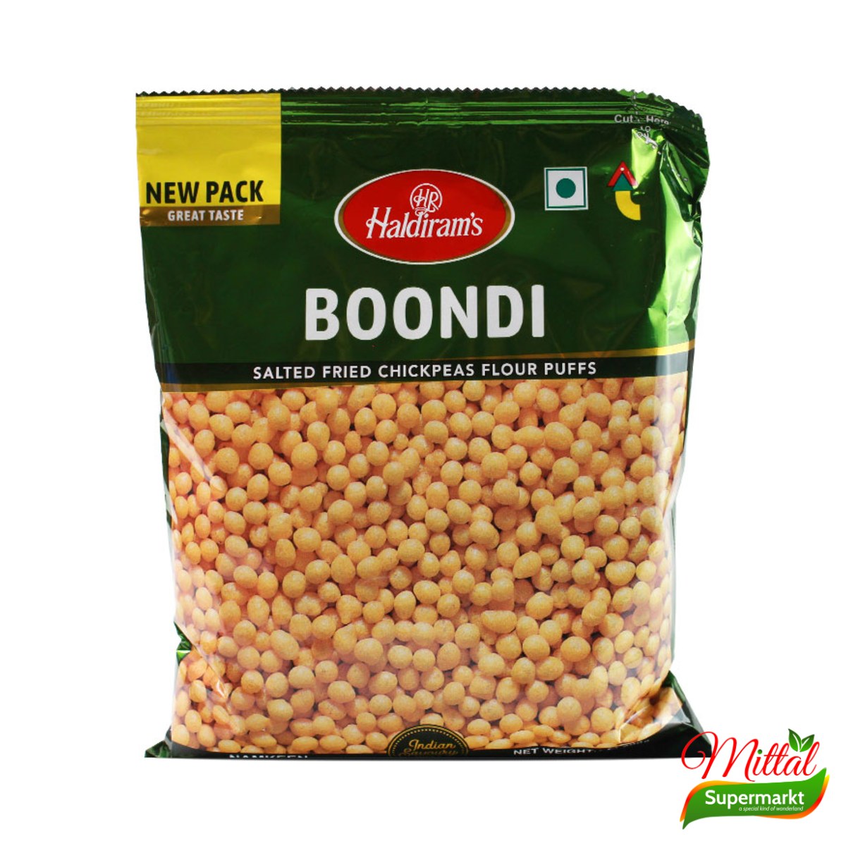 Haldiram Boondi 200g, Knapperige Kikkererwtenparels (Plain Boondi)