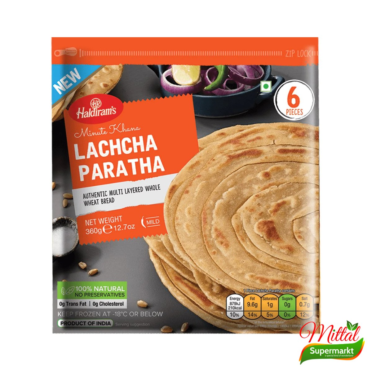 Haldiram Lachcha Paratha 6 Stuks, Gelaagde Paratha Diepvries (Layered Paratha)