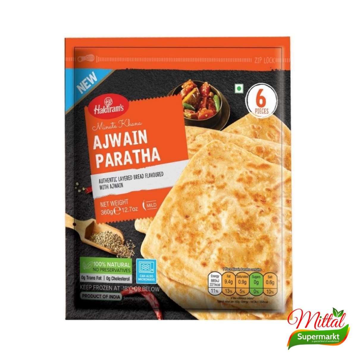 Haldiram's Ajwain Paratha, Diepvries Platbrood met Ajwain (Ajwain Paratha)