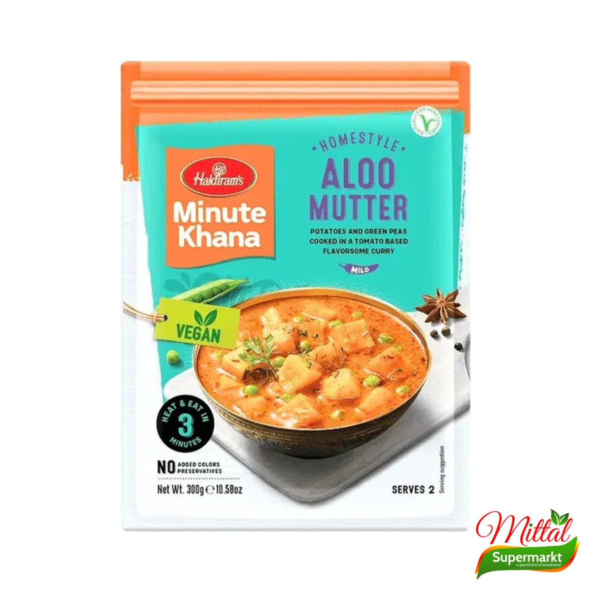 Haldiram's Aloo Mutter 300g, Kant-en-Klare Curry met Aardappel en Erwten (Aloo Mutter) 2 haldiram's aloo mutter 300g – Haldiram's Aloo Mutter 300g