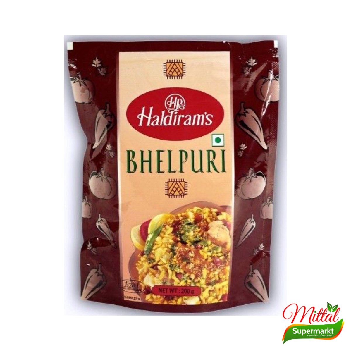 Haldiram's Bhel Puri 200g, Krokante Puffed Rice Snack (Bhel Puri)