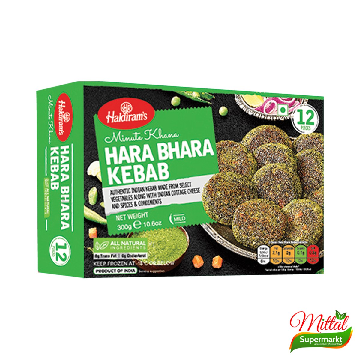 Haldiram's Hara Bhara Kebab, Diepvries Groentekebab met Spinazie (Veg Kebab)