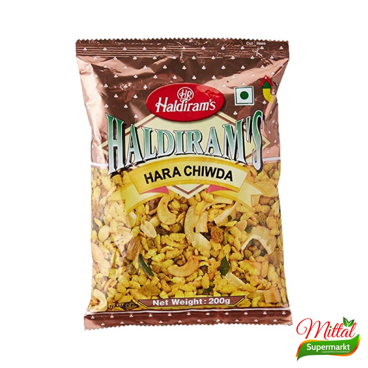 Haldiram's Hara Chiwda 200g, Krokante Groene Snackmix (Hara Chiwda)