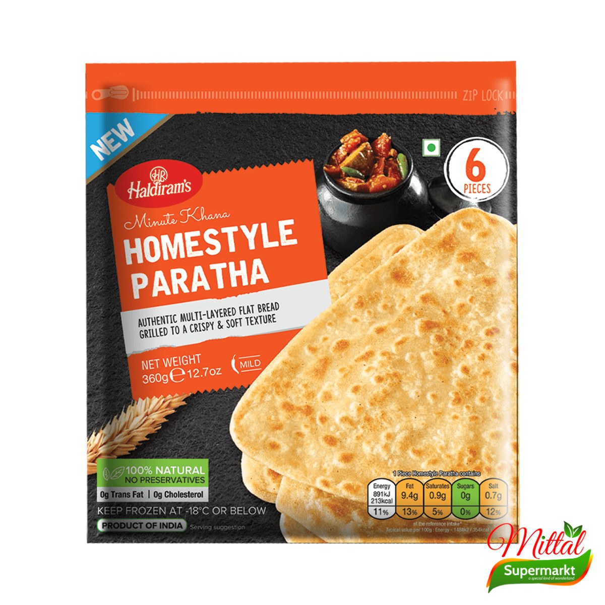 Haldiram's Homestyle Paratha, Diepvries Indiase Platbroden (Paratha)
