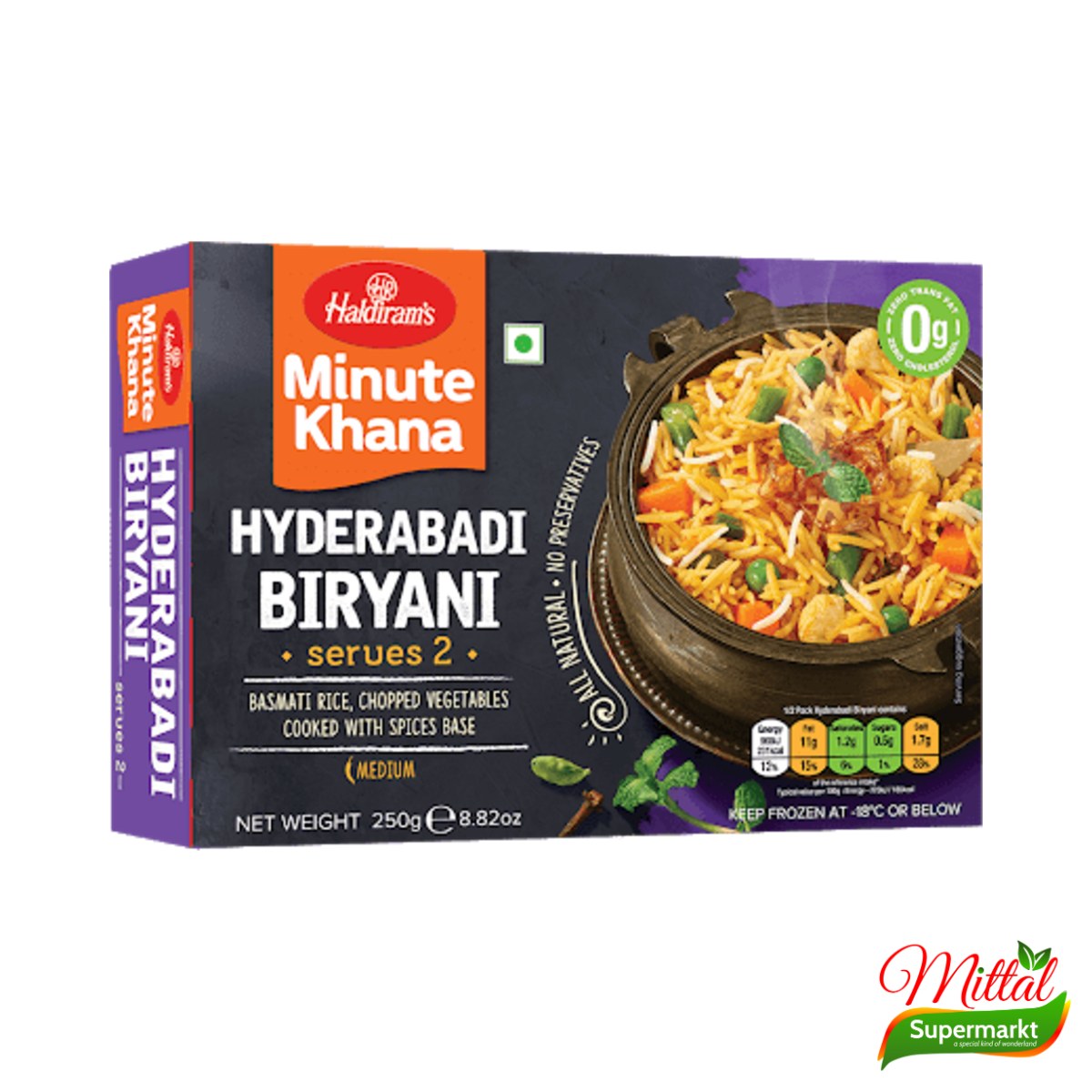 Haldiram's Hyderabadi Biryani 283g, Diepvries Gekruide Rijstschotel (Biryani)
