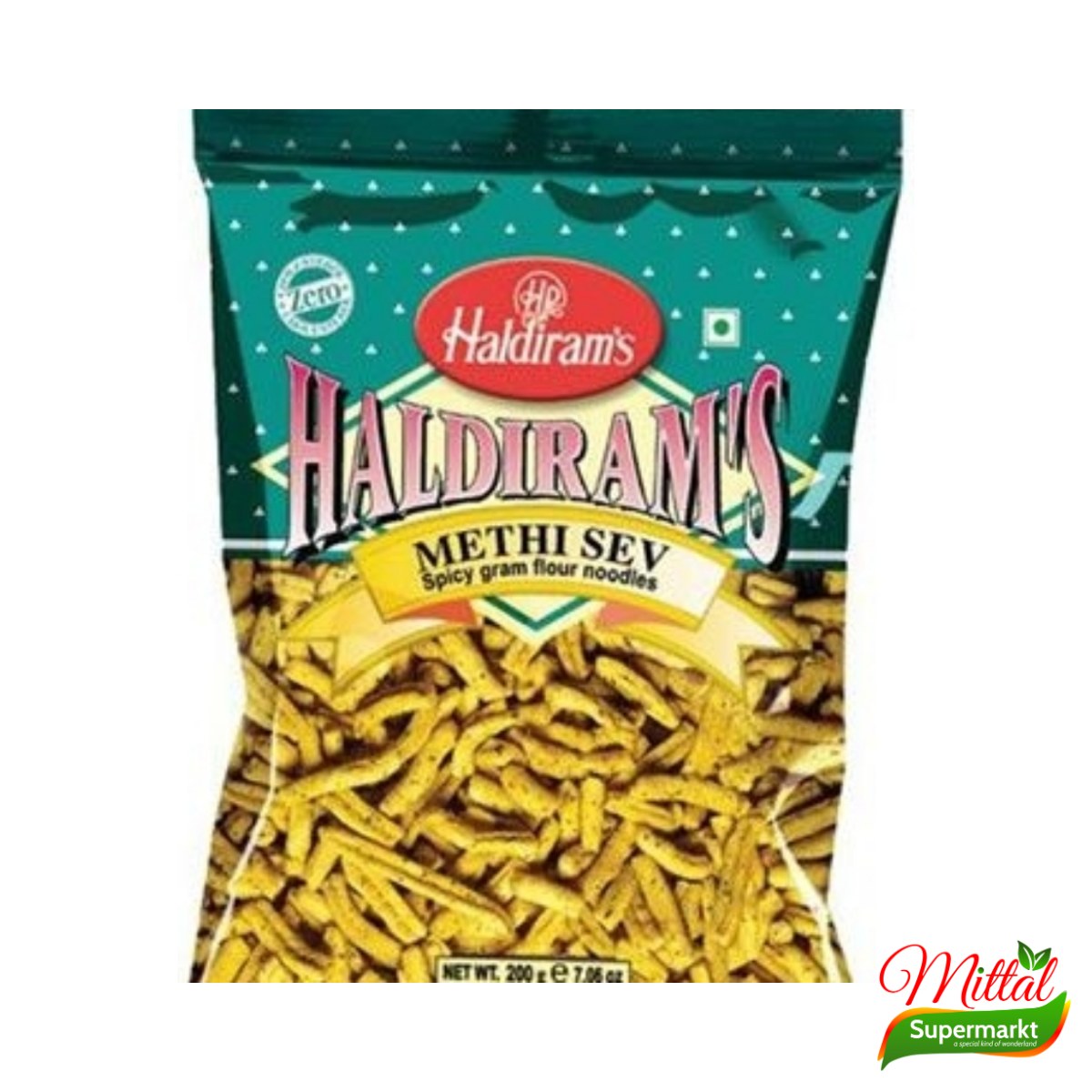 Haldiram's Methi Sev 200g, Krokante Sev met Fenegriek (Methi Sev)
