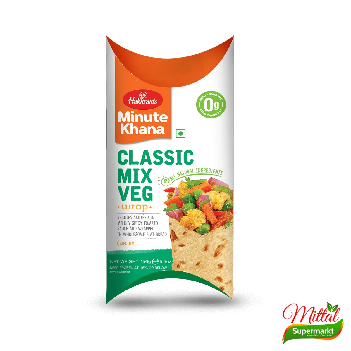 Haldiram's Mix Veg Wrap, Diepvries Wrap met Groenten (Veg Wrap)