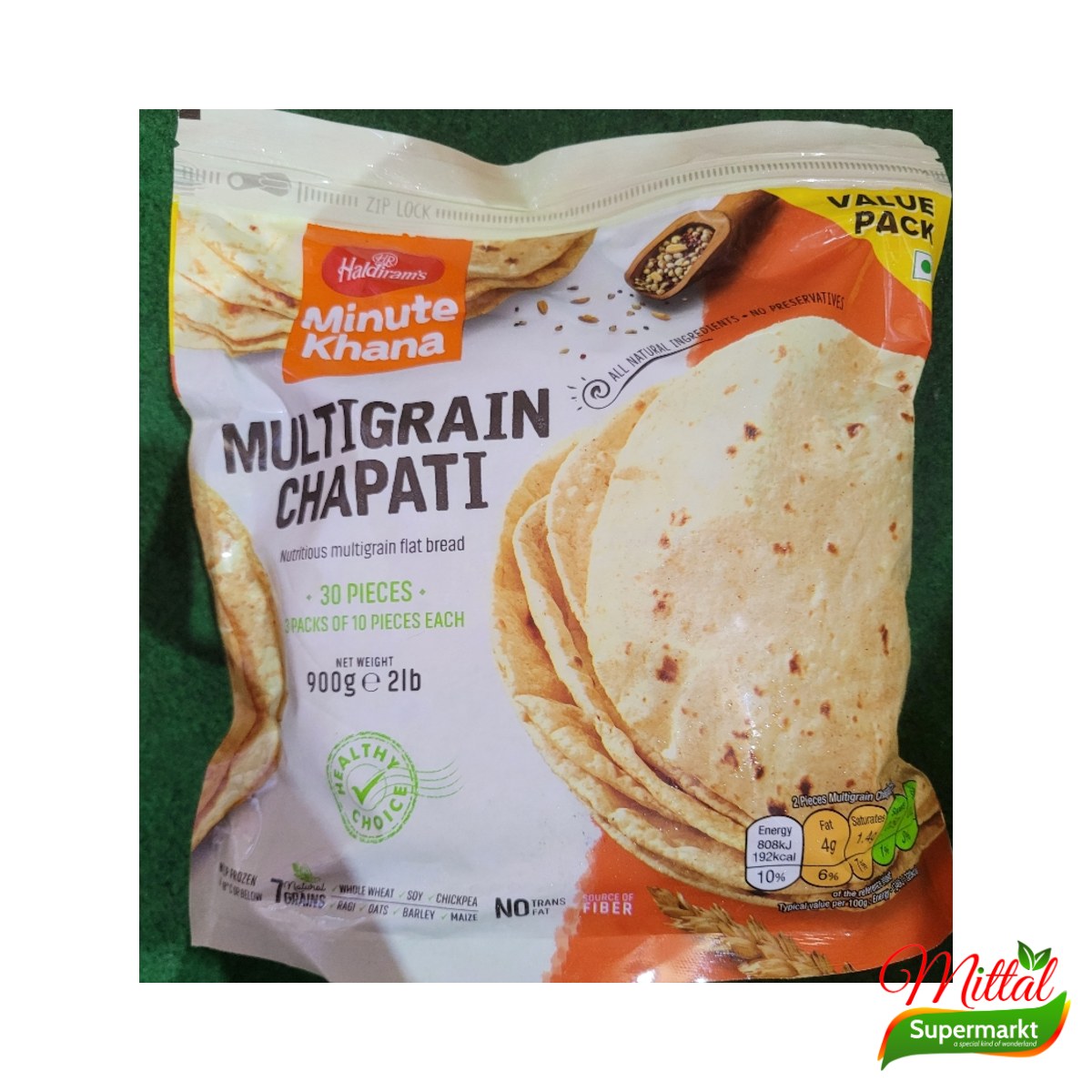 Haldiram's Multigrain Chapati Voordeelpak, Diepvries Meergranen Platbrood (Multigrain Chapati)