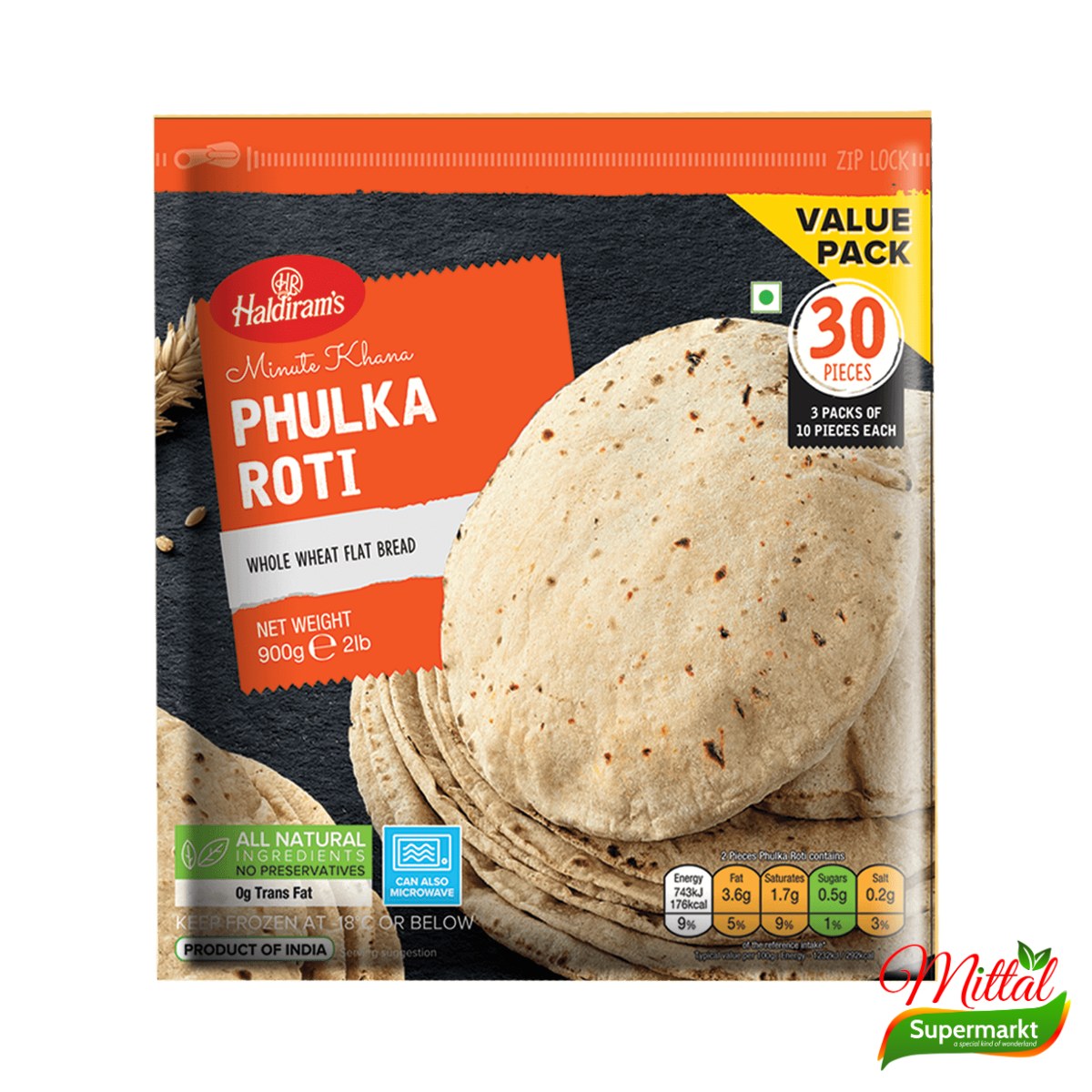Haldiram's Phulka Roti, Diepvries Dunne Indiase Roti (Phulka)