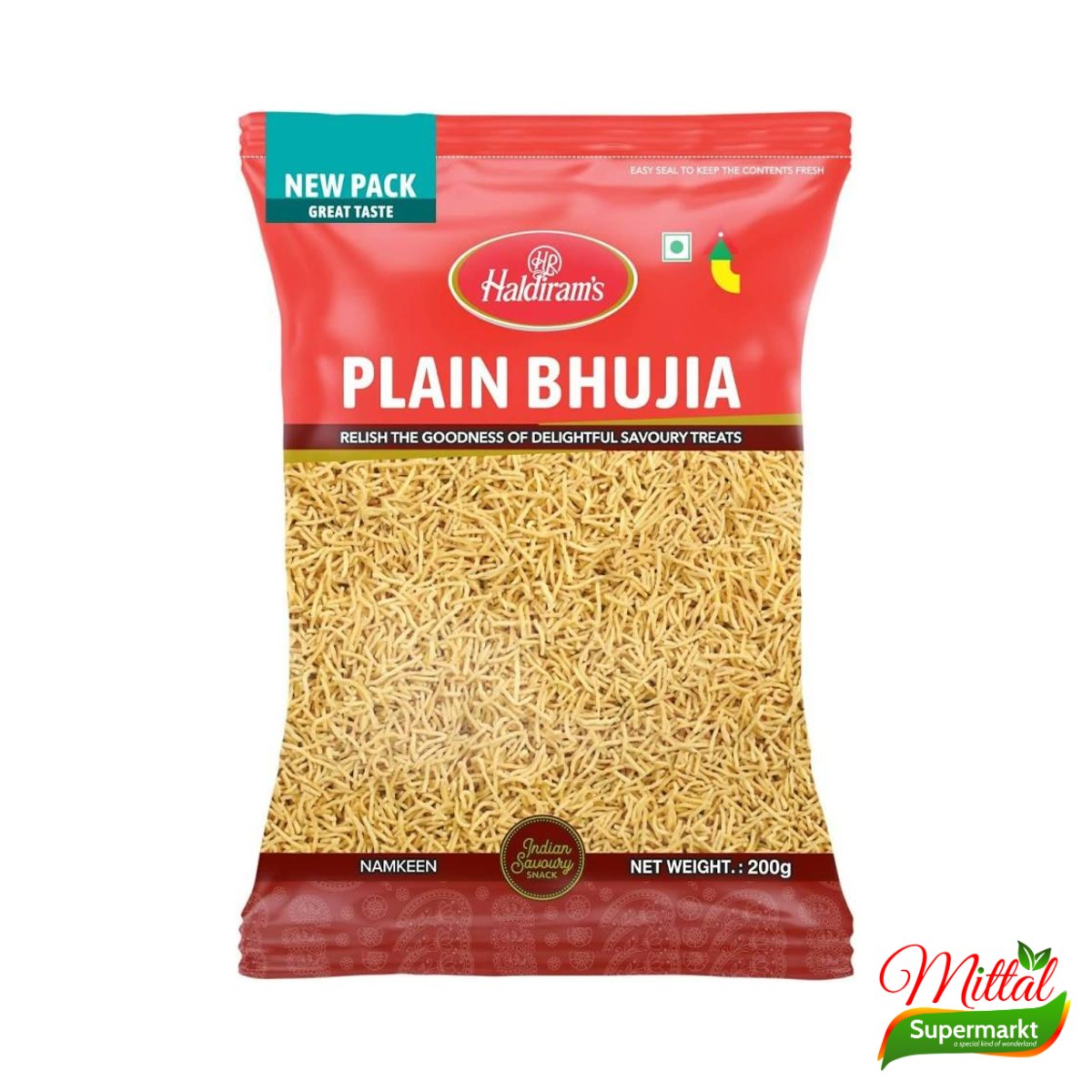 Haldiram's Plain Bhujia 400g, Milde Kikkererwtensnack (Plain Bhujia)