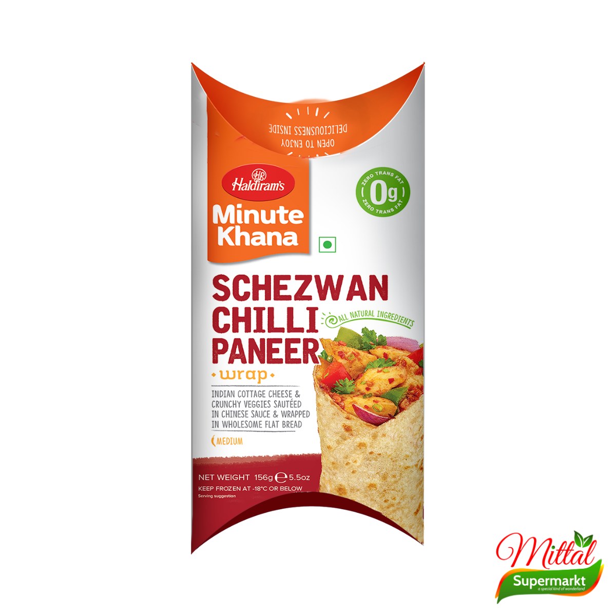 Haldiram's Schezwan Chilli Paneer Wrap, Diepvries Pittige Paneerwrap (Paneer Wrap)