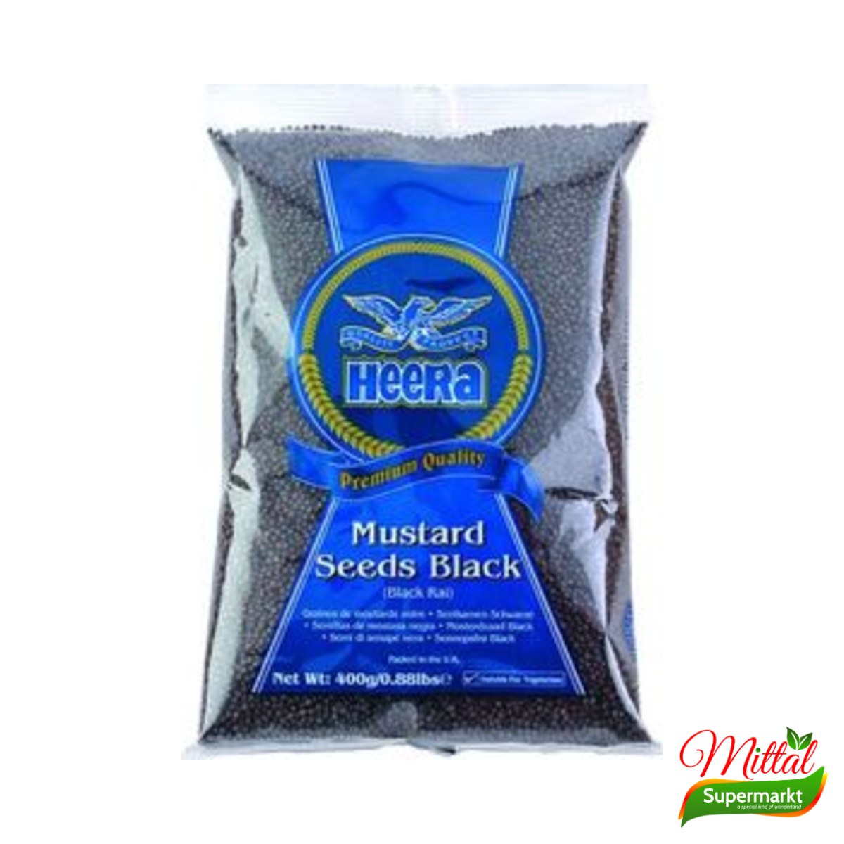 Heera Black Mustard Seeds 400g, Zwarte Mosterdzaadjes (Rai)