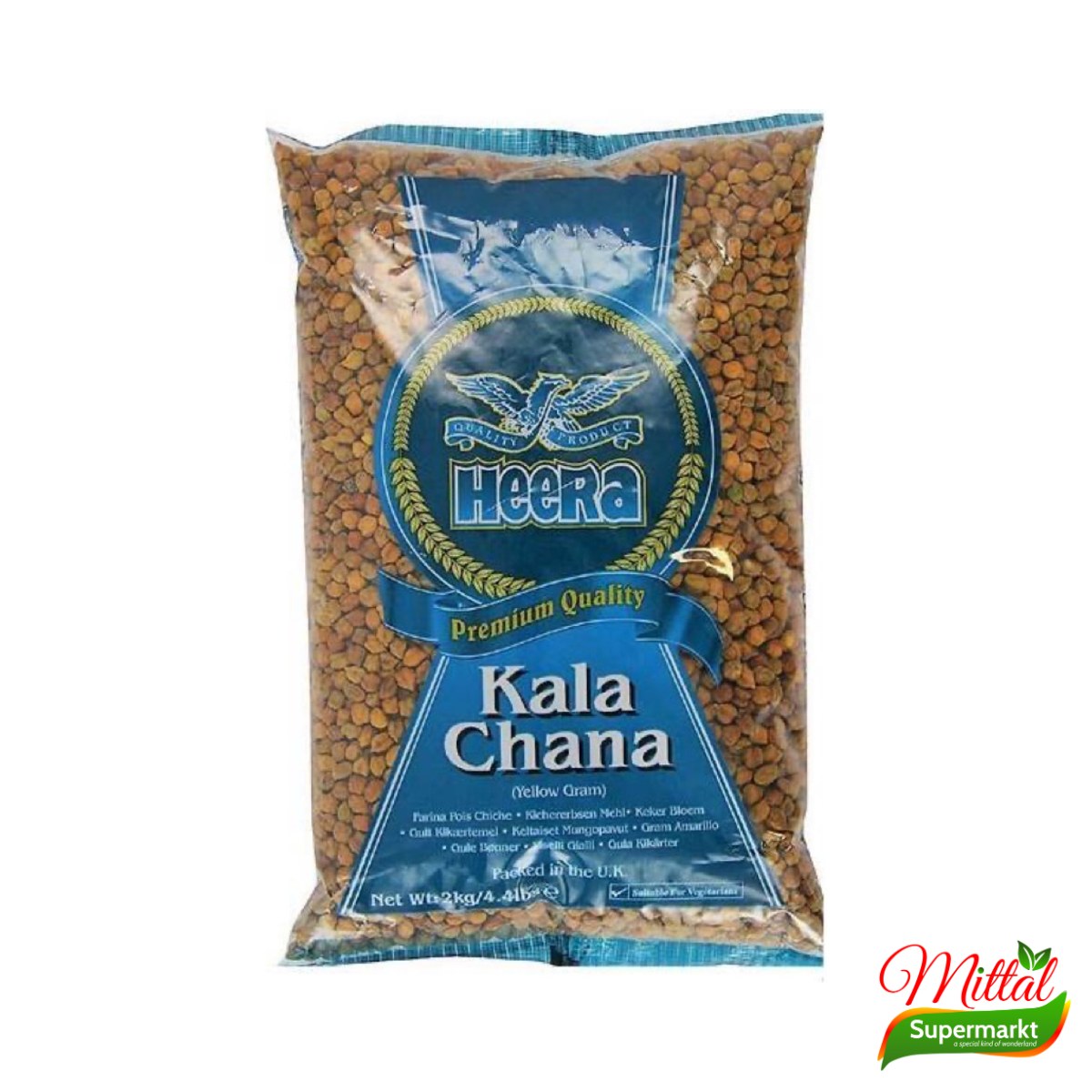 Heera Kala Chana 2kg, Bruine Kikkererwten Grootverpakking (Brown Chickpeas)