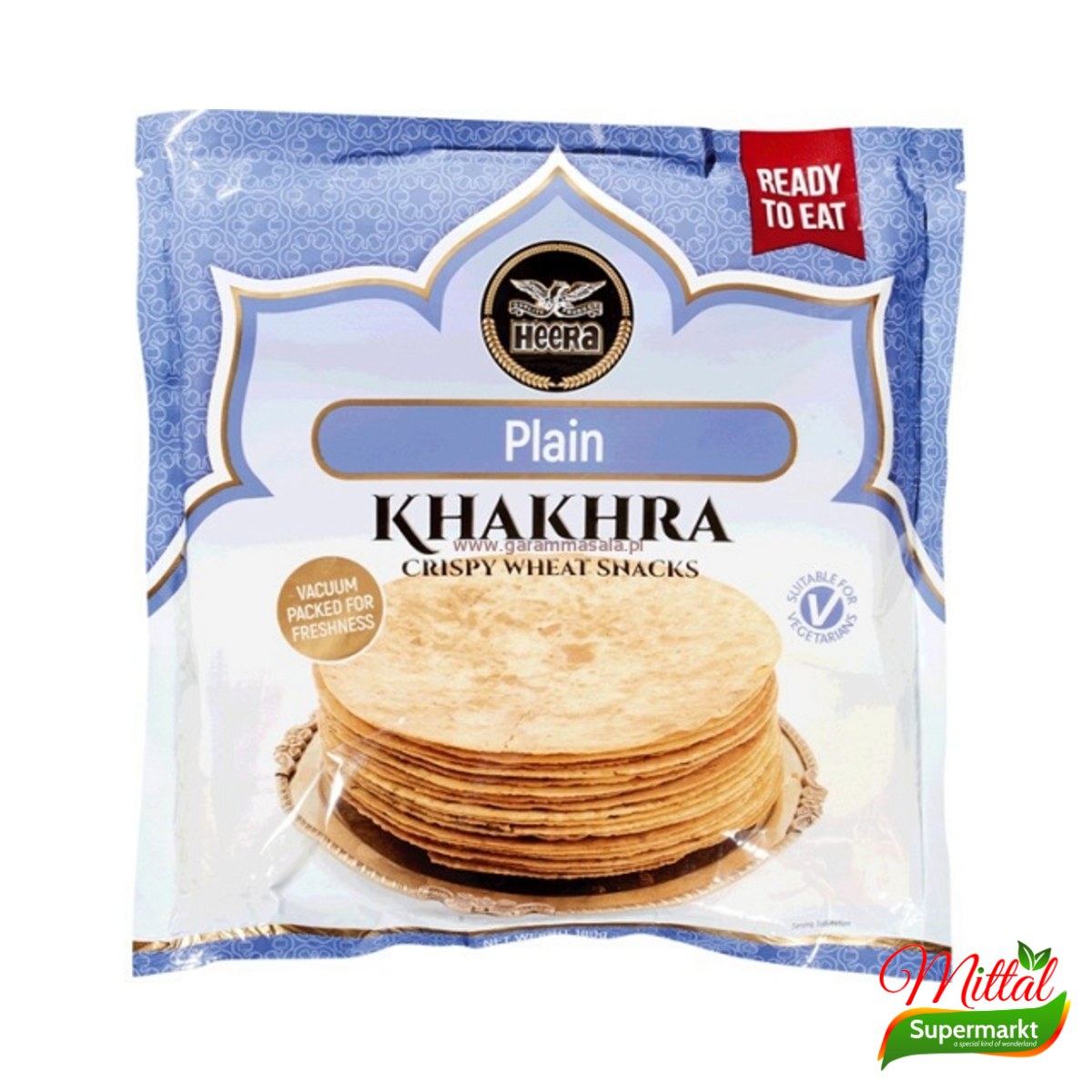 Heera Khakhra Plain 180g, Krokant Dun Platbrood (Khakhra)