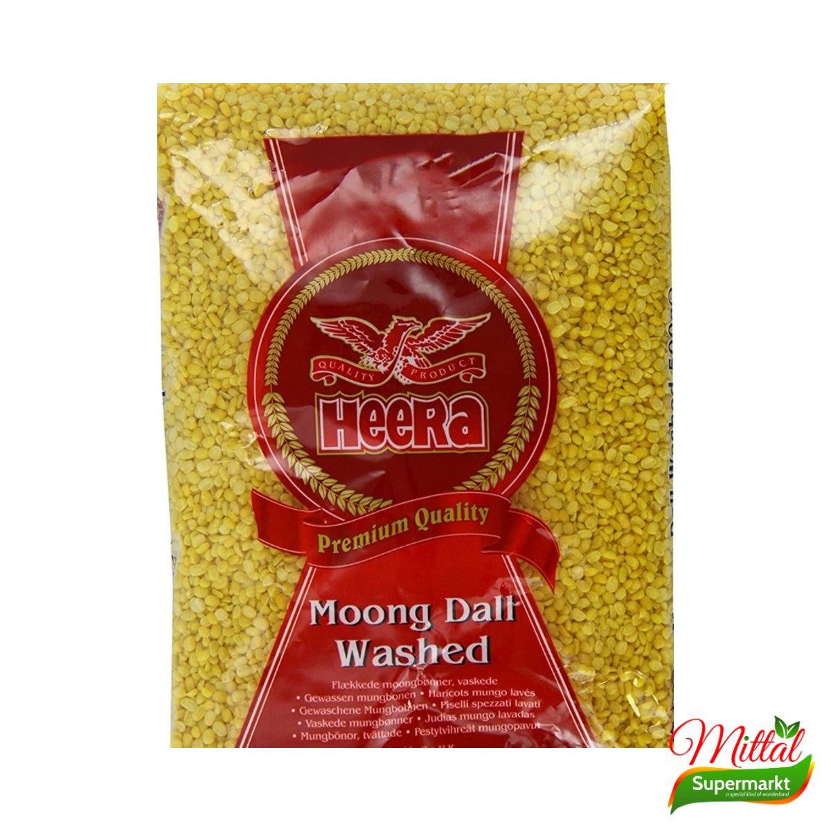 Heera Moong Dal Yellow 1kg, Gepelde Gele Mungdal (Yellow Mung Dal)