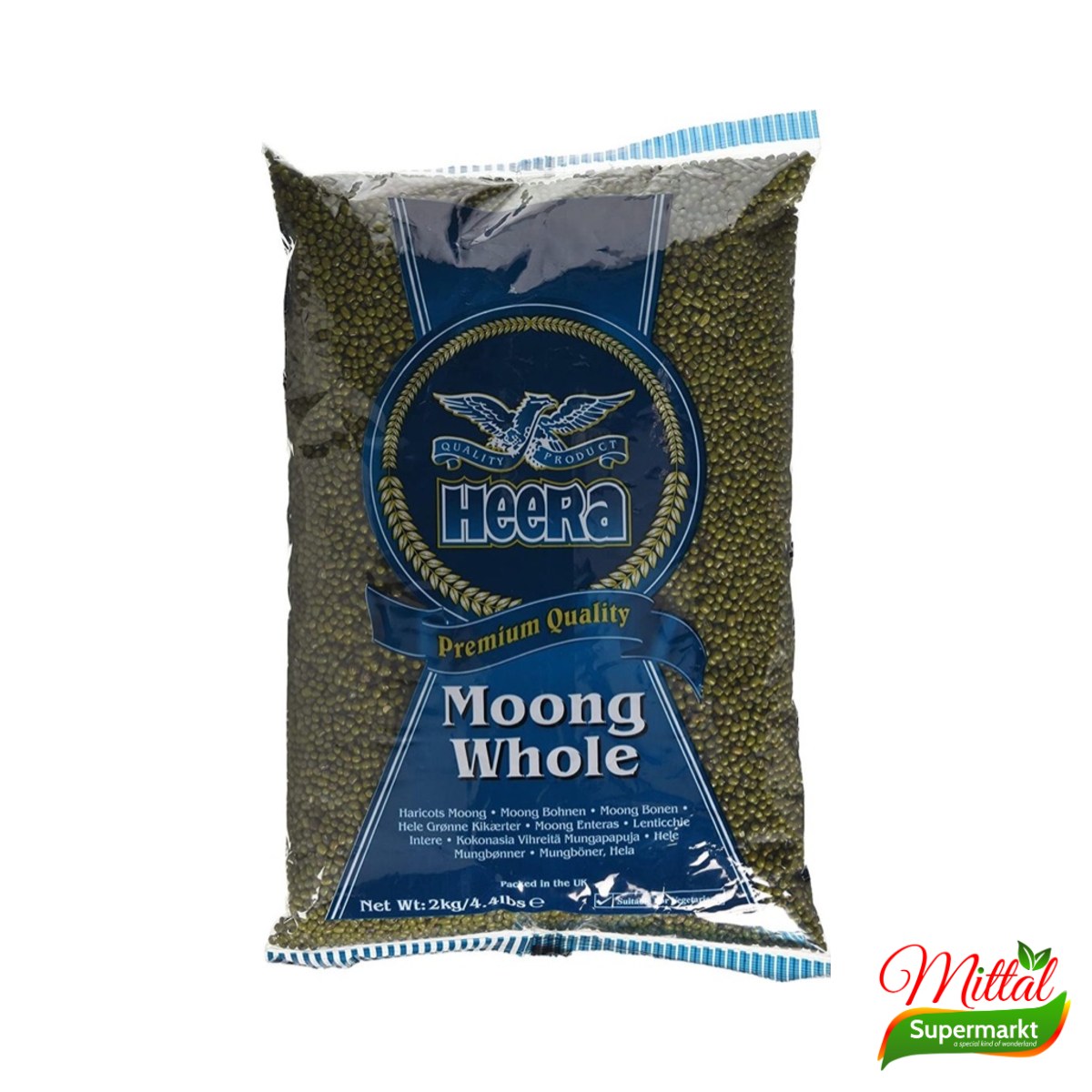Heera Moong Whole 1kg, Hele Groene Mungbonen (Green Mung)